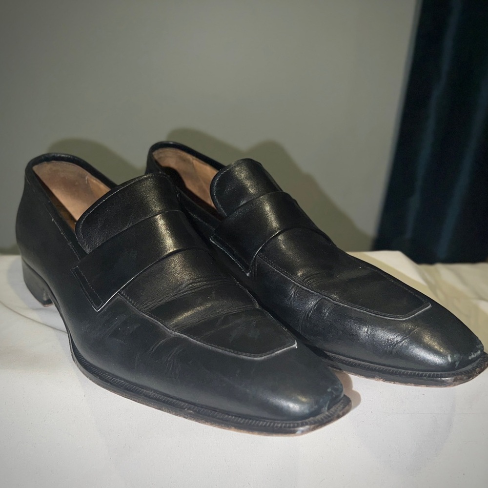 Men's Black Italian Leather Loafers Vero Cuoio - SIZE 12